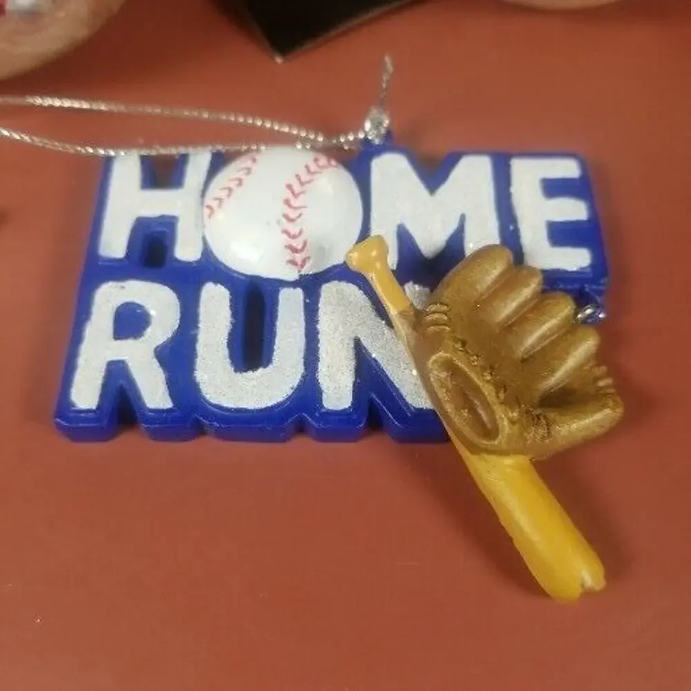 Glass Ornament Baseballs, Home Run Bat Glove Christmas Lot Of 3 Robert Stanley